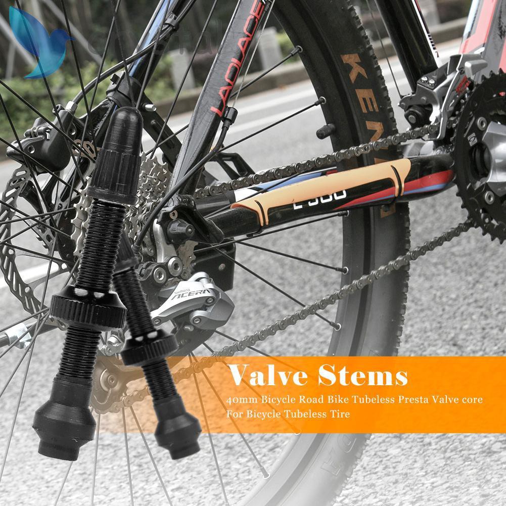Tubeless Valve Stem Presta Valve Stem Core Copper Presta Universal with Aluminum Bike Bicycle Road Racing Valve Cap Dust Covers and Removal Tool 40mm 2 Pack