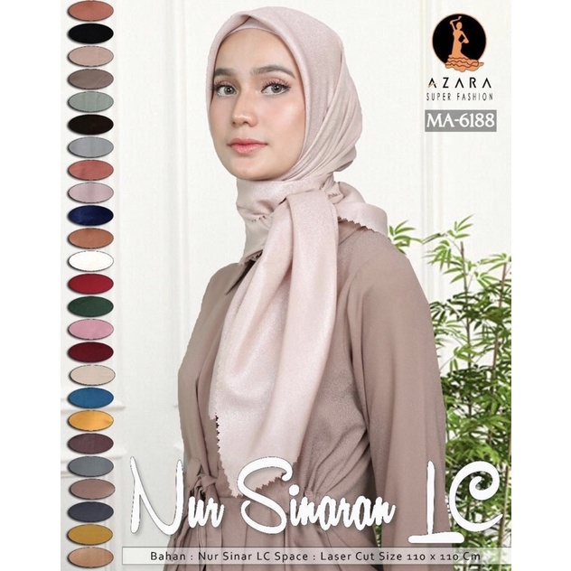 Hijab Glitter Premium cotton lurex segiempat polos glamour Nur shinar Azara LC-1