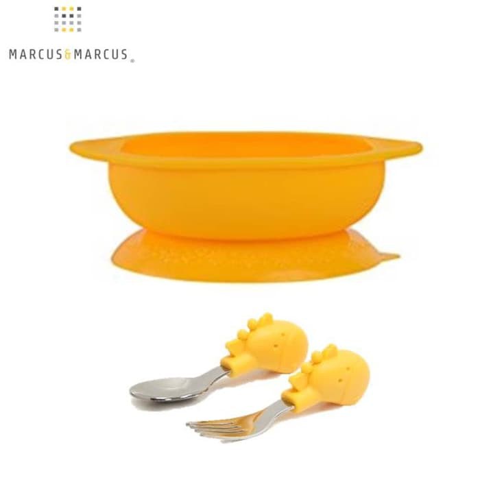 Marcus and Marcus Suction Baby Bowl - Yellow Giraffe Green Elephant