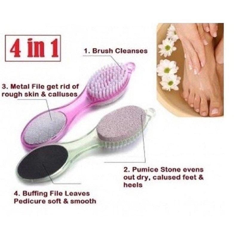 Alat Gosok Kaki 4in1 Pedicure Kaki 4 Sisi Pembersih Kulit Kaki/ Perlengkapan Kecantikan Perawatan Kuku Kaki Tangan Pembersih Kulit