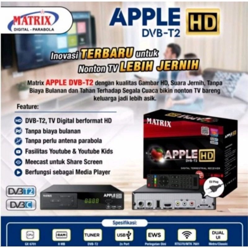 Set Top Box Tv Digital Matrix DVB T2 Apple HD EWS / set top box dvb t2 / set box tv digital / box tv