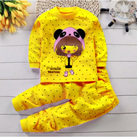 Setelan Anak Perempuan Motif Yikatong Bahan Cardet Soft | Pakaian Anak Umur 1 - 6 Tahun