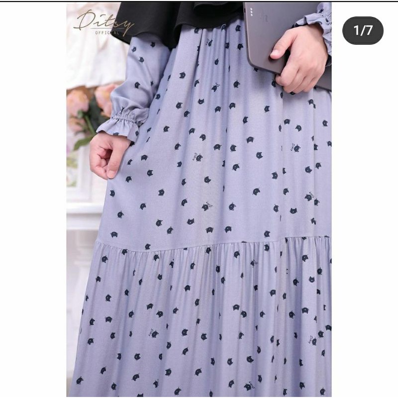 preloved cat grey ditsy / ditsy peloved /cat grey nightgown ditsy