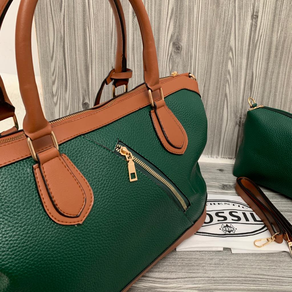 TAS BAHU WANITA IMPORT UKURAN BESAR 30CM / TAS WANITA FOSIL SATCHEL X SET CLUTCH TERBARU 2021