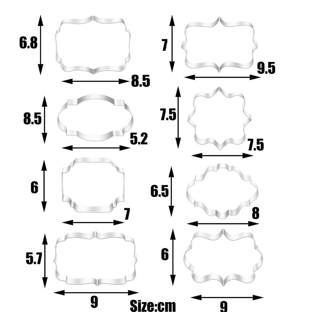 Solighter 4/8PCS Bingkai Cookies Cutter Rumah Tangga Best Wishes Cetakan Kue Kering Stainless Steel