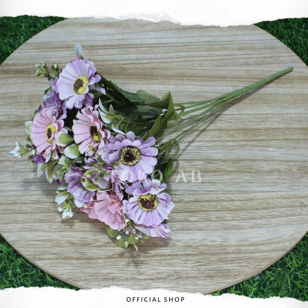 BUNGA PLASTIK ASTER EROPA FR B8131 BUNGA ARTIFICIAL MURAH DEKORASI WEDDING BUNGA BUKET