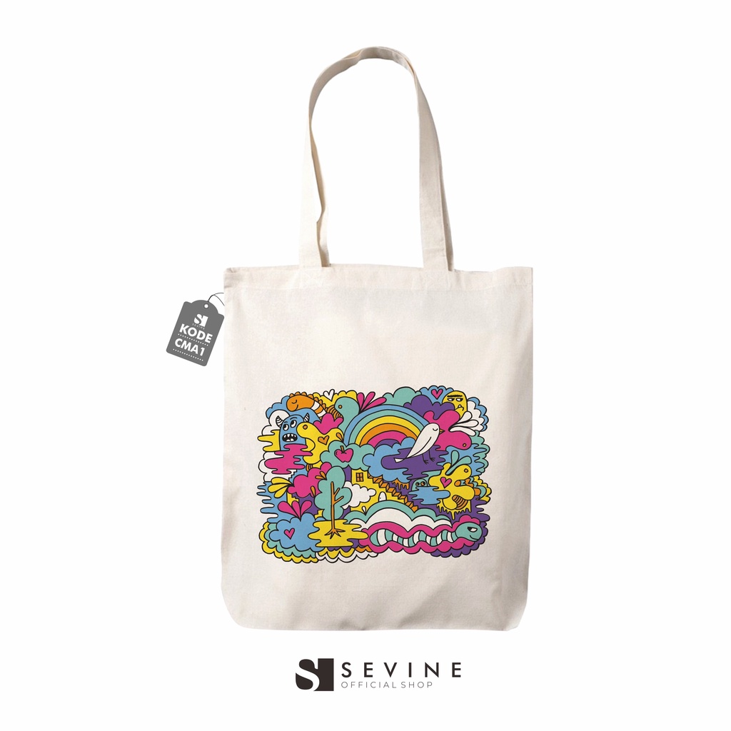 Sevine Tote Bag Resleting Drill Totebag Tas Laptop Wanita Colorfull Monster Cute Custom - CMA