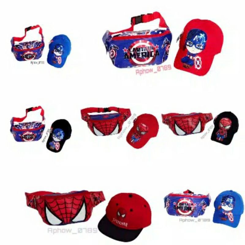 BIG SALE 12.12 PROMO 2 IN 1 PAKET HEMAT WAISBAG ANAK DAM TOPI ANAK LED KEREN