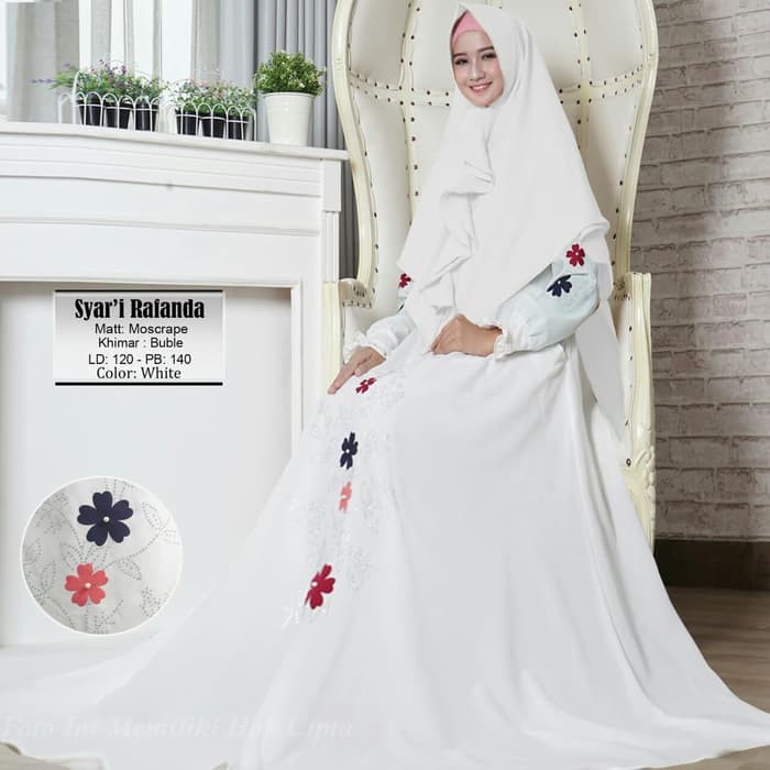 GAMIS SYARI RAFANDA WHITE Berkualitas