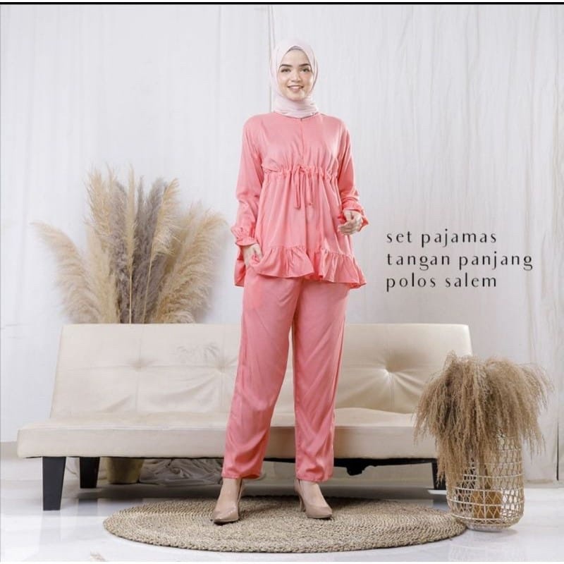 (MSB) ONE SET PAJAMAS DAILY BUSUI WANITA SET MOSCREPE PREMIUM