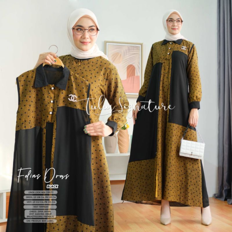 FELINS DRESS - Gamis Muslim Syari - Gamis Busui - Gaamis Premium Murah - Gamis Terbaru - Gamis Dewas