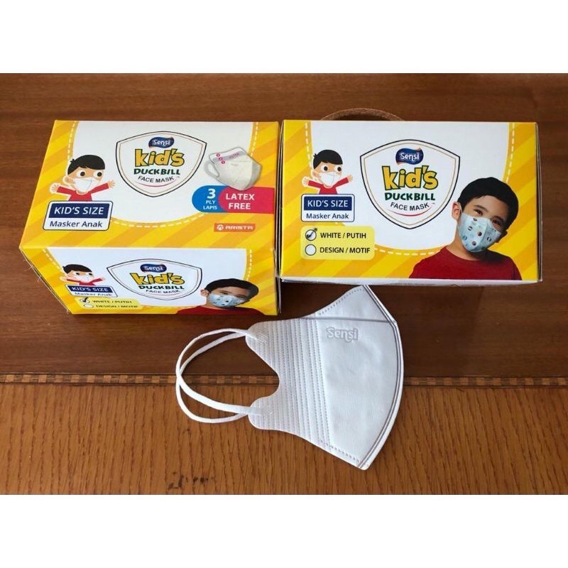 Masker Sensi Duckbill Anak 1 Kotak isi 40Pcs | Sensi Kids Duckbill Mask Earloop 1 Box | Masker Medis