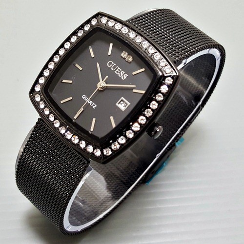 Jam Tangan Wanita / Cewek Guess Mini Segi Pasir Full Black