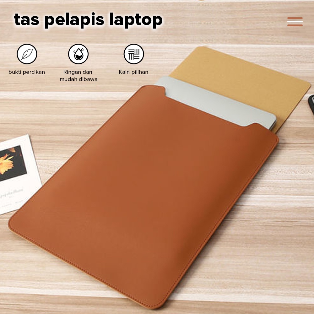Foto Sarung Macbook Air 13in Kulit Leather Case Sleeve / Tas Pelindung Laptop/Nyaman Digenggam/Tahan Benturan/Anti Debu Kotoran
