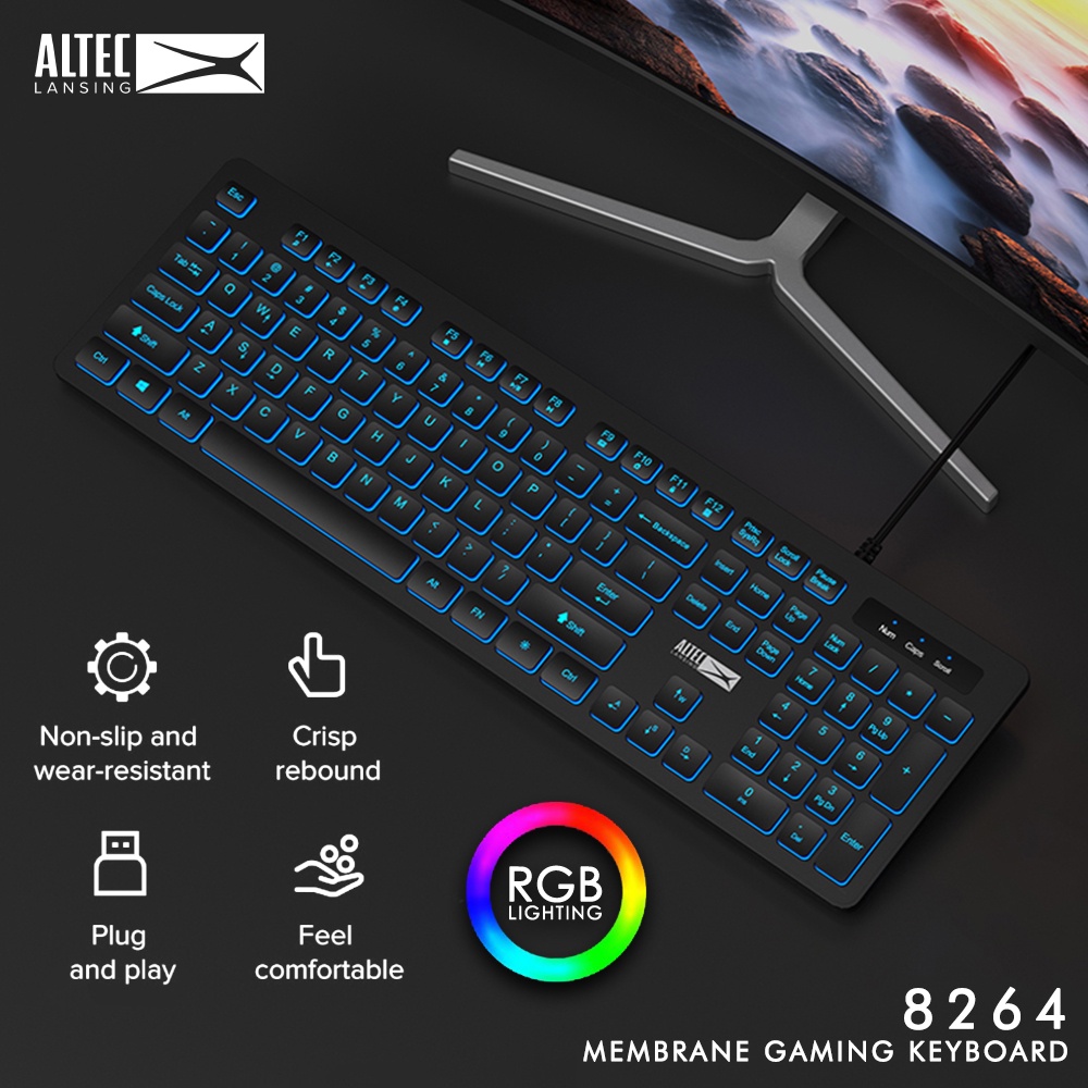 Keyboard Gaming Altec Lansing ALGK-8264 RGB Membrane Keyboard USB Wired-1
