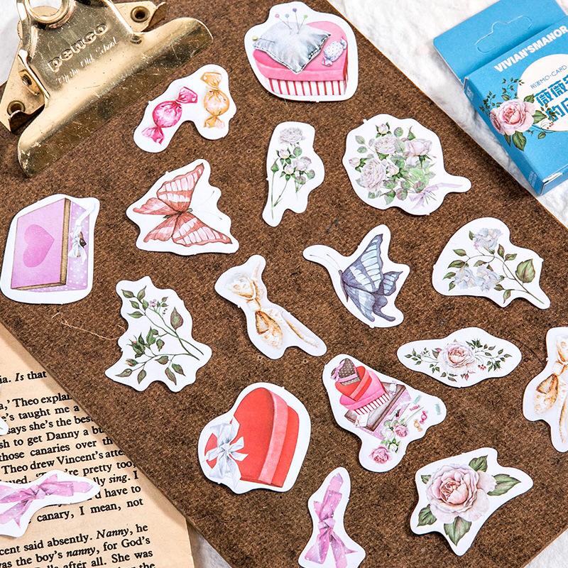 

STICKER DECO CLASSIC FLOWER STIKER DIY SCRAPBOOK VIVIANS MANOR DIARY JOURNAL BUJO