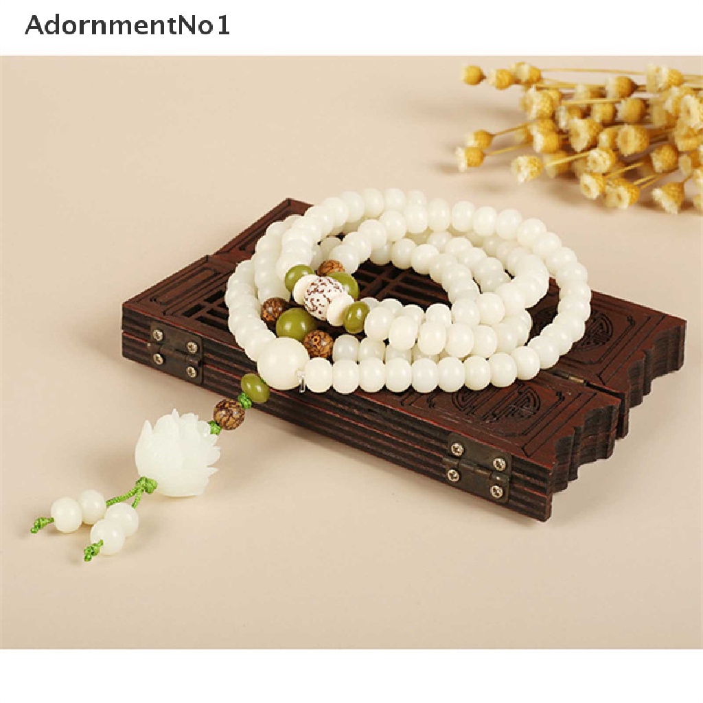 (AdornmentNo1) Gelang Manik Bodhi Akar Teratai Putih Alami Original