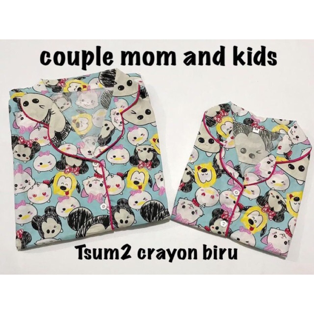 Piyama CRAYON BIRU Bisa couple mom and kids family