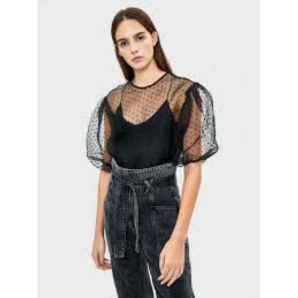 bershka organza dotty black top bukan zara