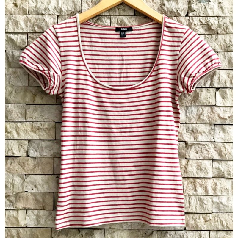PRELOVED MANGO STRIPES TOP WOMAN ORIGINAL - MNG ATASAN BLOUSE KAOS WANITA ORI