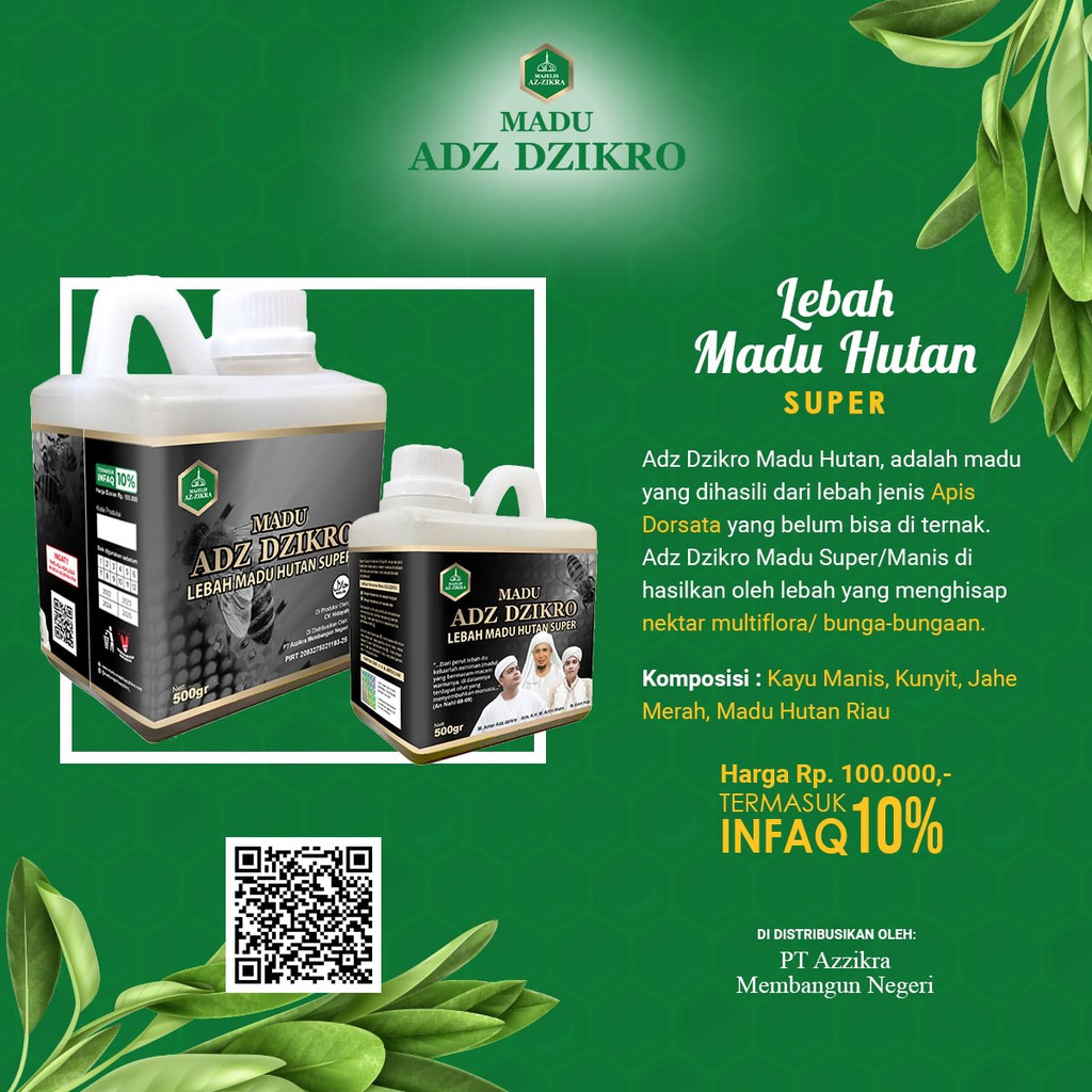 Madu Adz Dzikro Hutan Herbal Super Hitam Pahit Asli Original 500 gr