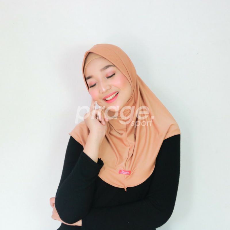 Jilbab Sport Besar Menutup Dada / Hijab Instan Sporty / Jilbab Instan Shamira-Mocca