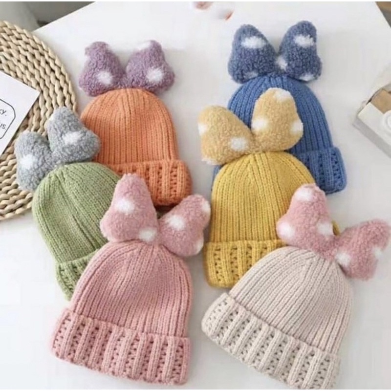 Makassar ! Topi Bayi Pita Rajut Import