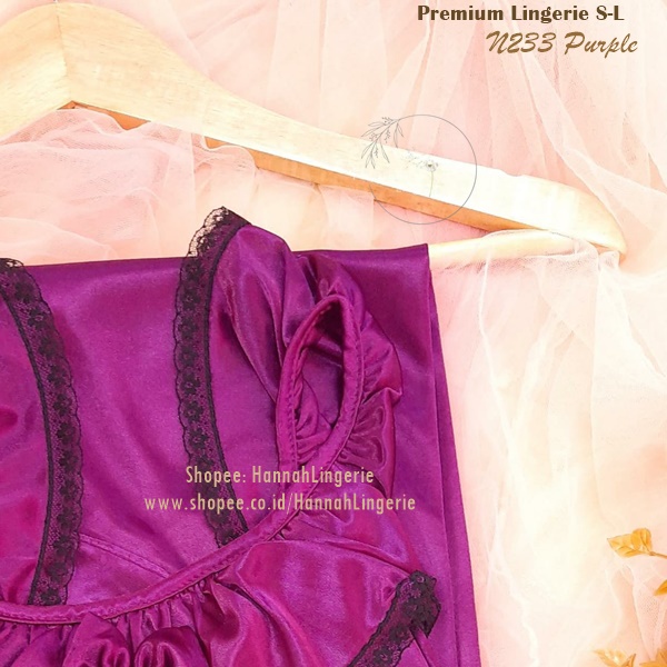 M L XL Baju Tidur Cantik by Hannah Lingerie Wanita Lingering Lingerie Sexy Satin Saten Silk N233