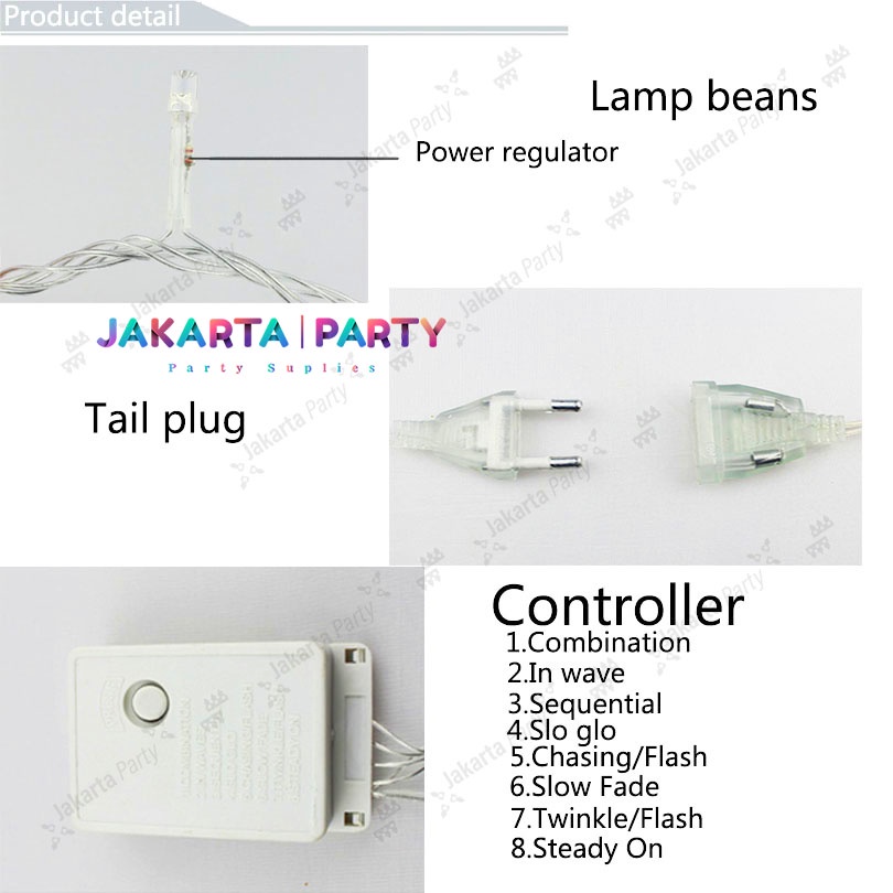 Lampu Tumblr Tirai Putih / lampu led hias natal dekorasi String