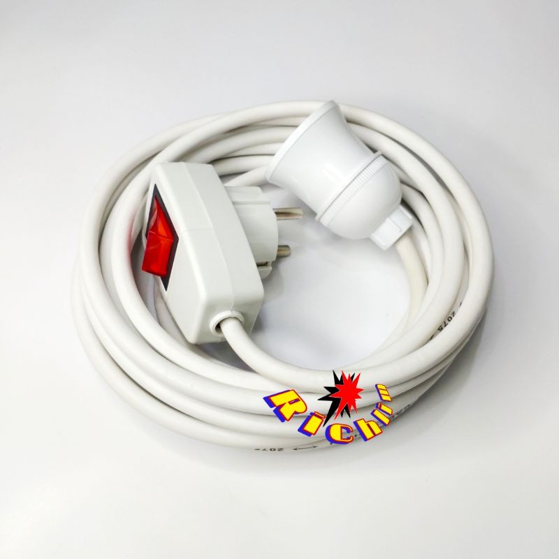 Fitting gantung + Saklar ON/Off / Fitting lampu gantung + kabel 1m sampai 10 meter