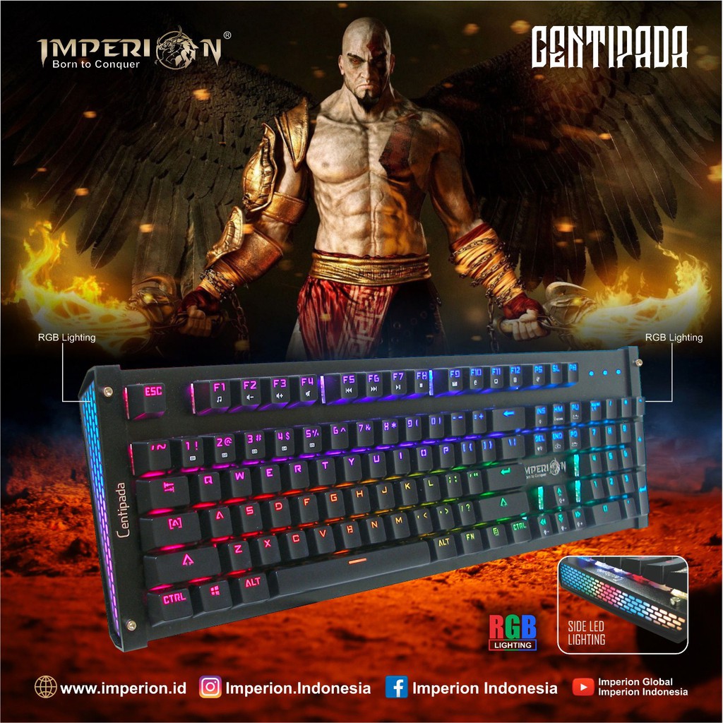 Imperion Centipada Keyboard Gaming Mechanical RGB Blue Switch