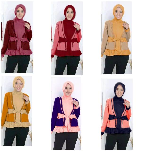 Blouse kombinasi warna plisket