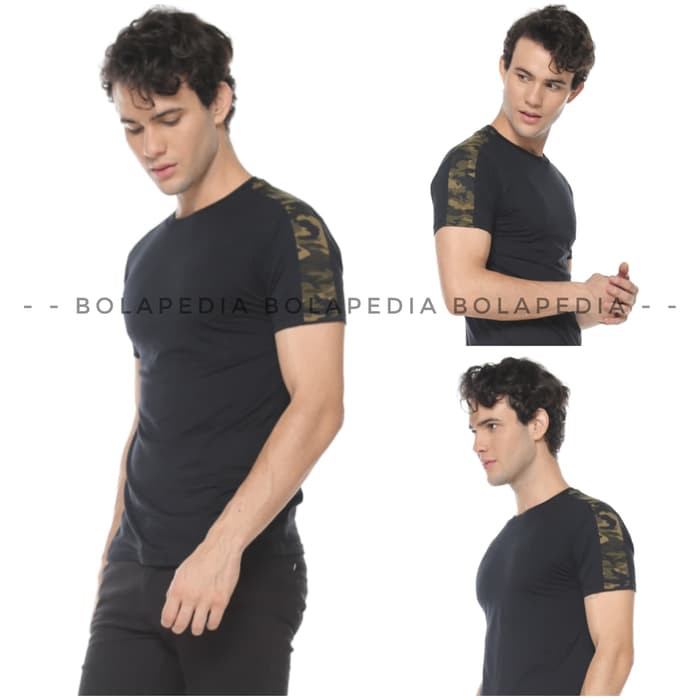 Kaos STRIPE ARMY Baju distro polos pria shoulder list CASUAL LORENG