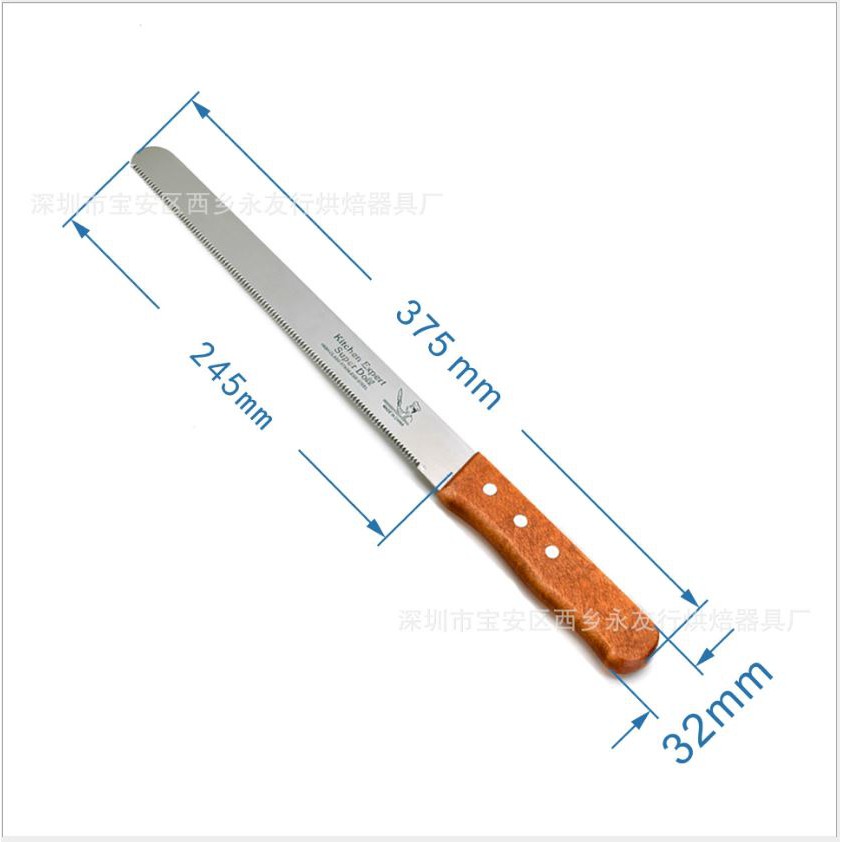 Pisau roti stainless pisau gerigi panjang serrated Bread Cake Knife