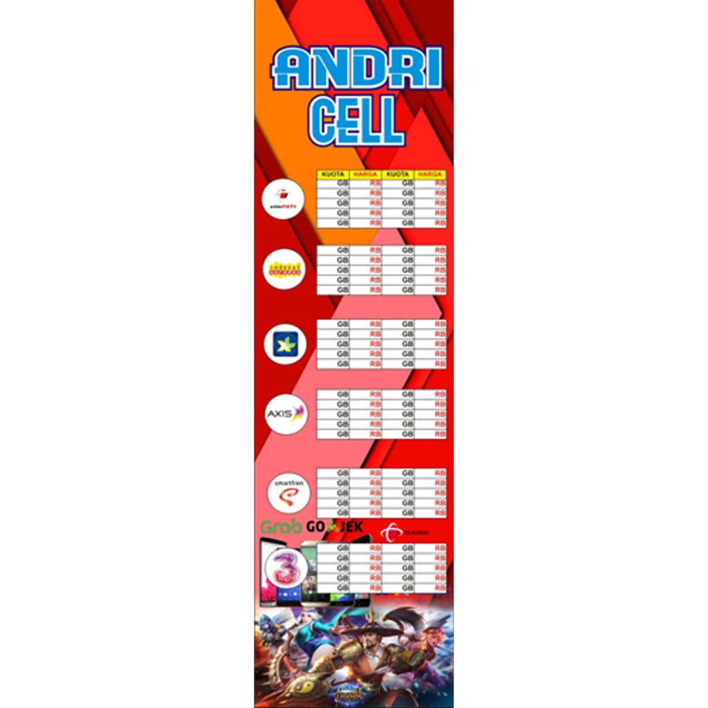 Langsung Order Banner Konter dan Harga Pulsa Ukuran 160 x 45 cm Terlaris
