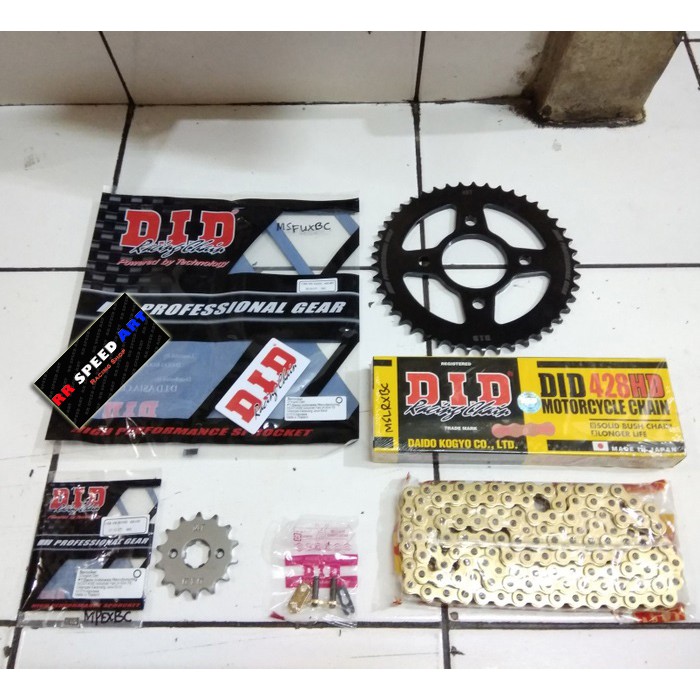 Gear|Gir set CB150 R, CBR, CB, MEGAPRO DID 15x46,47 rantai 428H GOLD