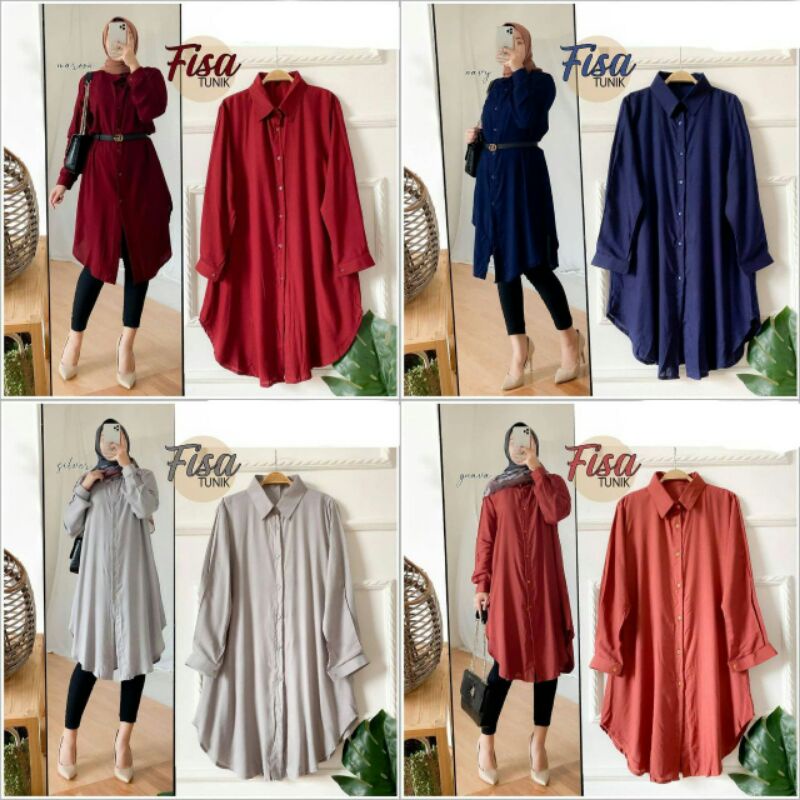 FISA TUNIK KEMEJA POLOS JUMBO ~ TUNIK FASHION STYLE BEST SELLER