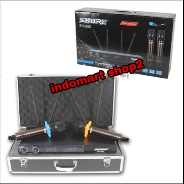 Mic Wireless SHURE SH 950 + koper Bisa Ubah Frenquansi