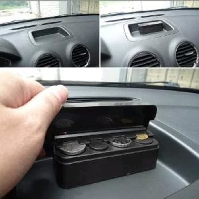 Tempat Uang Koin Receh Mobil Case Coin Box Car Storage Organizer 4Slot