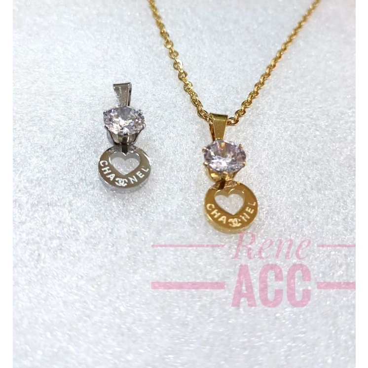 Kalung Channel wanita Titanium anti karat pjg 45cm