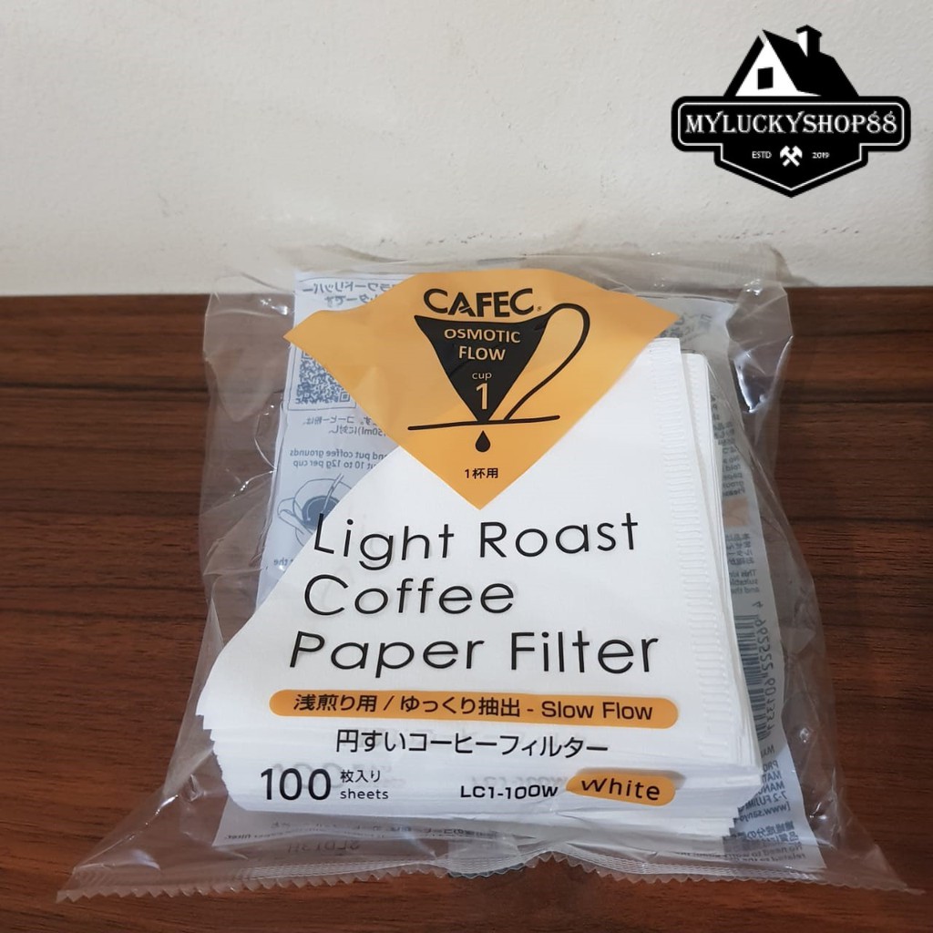 Cafec Light Roast Osmotic Coffee Paper Filter LC1-100W V60 01 100 Pcs