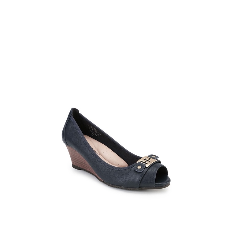 SEPATU WEDGES KULIT HUSH PUPPIES WANITA ORIGINAL TERBARU BIRU NAVY HW04