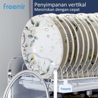 Freemir rak  pencuci piring  besi  stainless  dua susun drain 