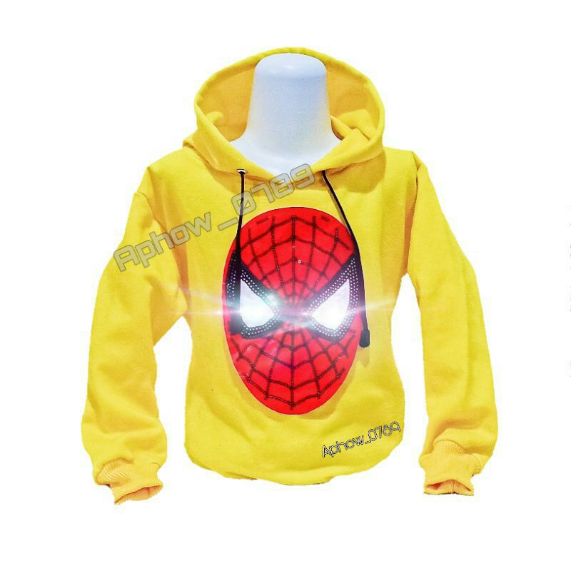 switer hoodie anak sweater hoodie LED [NYALA] motif karakter spiderman dan captain america sweater anak hoodie anak usia 3-9 tahun