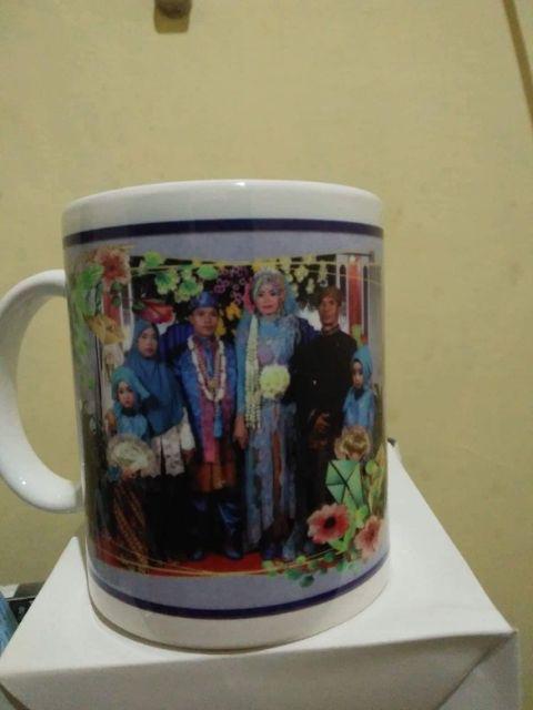 Min 12pcs - Souvenir Mug Cetak One Month / Hampers / Ultah / Manyue / Aqiqah Free Box Putih