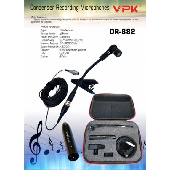 Mic condensor saxophone VPK DR882/Dr 882 original Mic violin biola saxophone