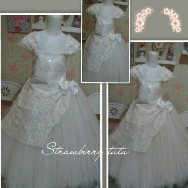Dress tutu white elegant brokat