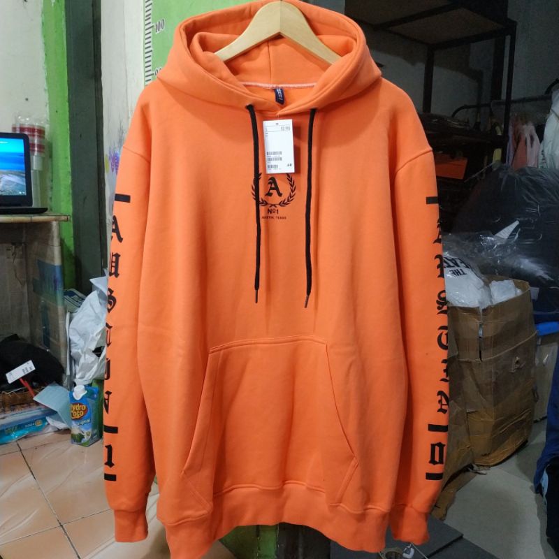 Hoodie Hnm Austin Texas Orange H&amp;M Pria Cowok Wanita Free Paper Bag