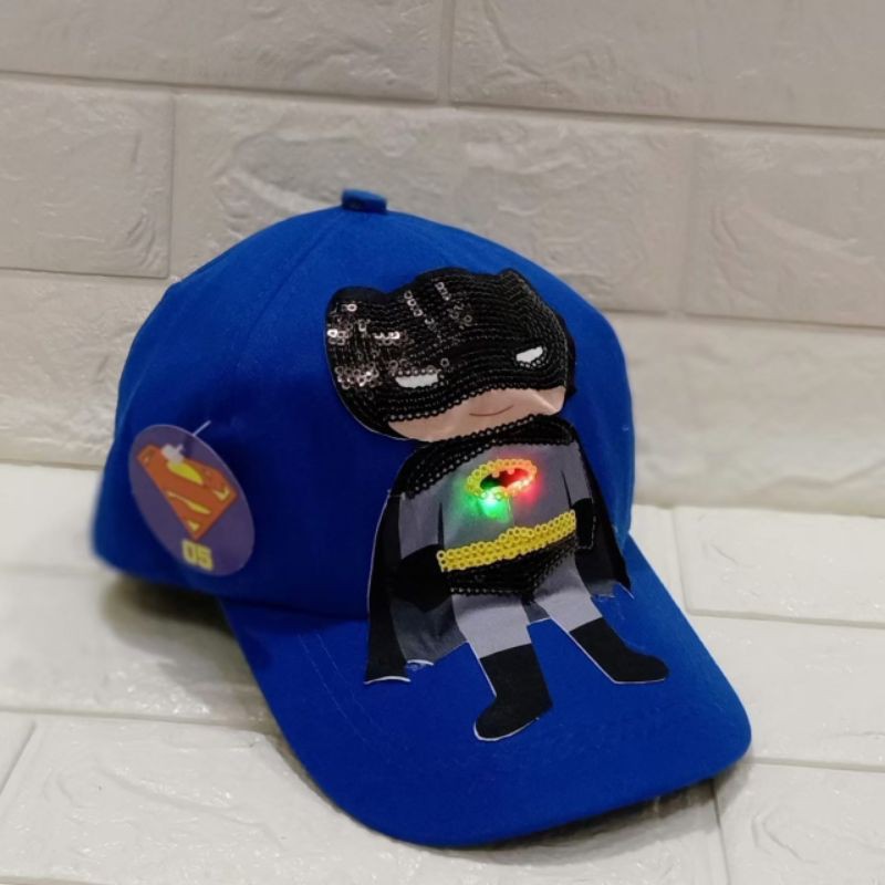 Topi anak LED karakter superhero Real Pict Usia 2-10thn