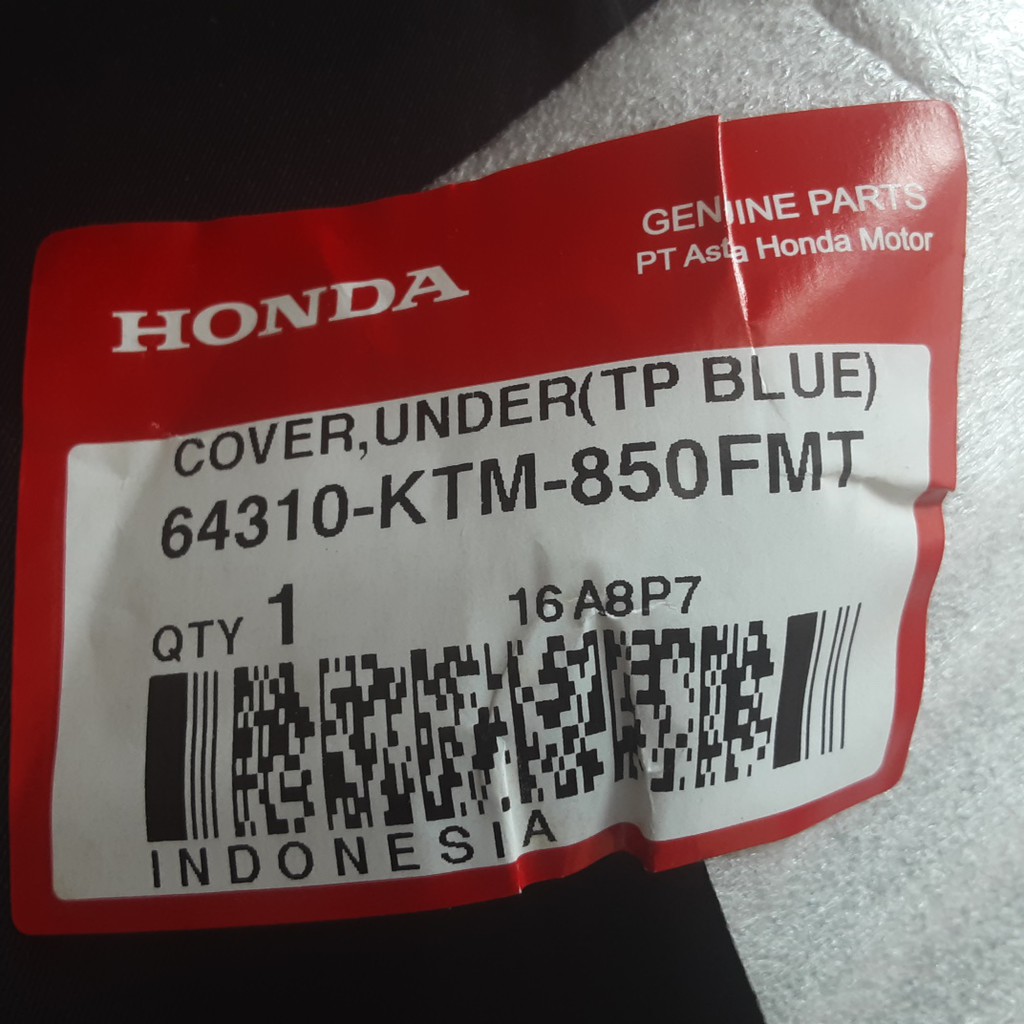 COVER UNDER TEBENG LUMPUR BIRU SUPRA X 125 KARBU LAMPU 1 ORIGINAL ASLI AHM HONDA 64310KTM850FMT